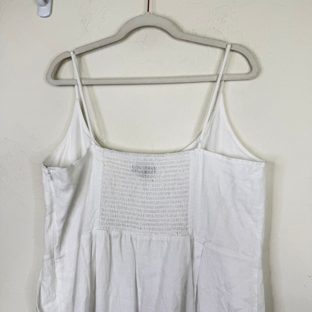 Quince‎ Linen Scoop Neck Midi Sundress White Coastal Beachy Resort Wear Size XL - Picture 9 of 16
